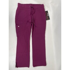 Greys Anatomy Barco Scrubs Cargo Low Rise Straight Leg Pants Womens MP Wine NWT